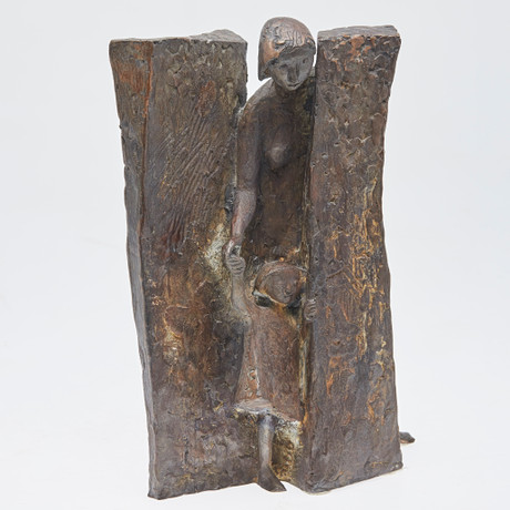 MANFRED WELZEL. Skulptur / Figur, In der offenen Tür, Bronze, 1981 ...