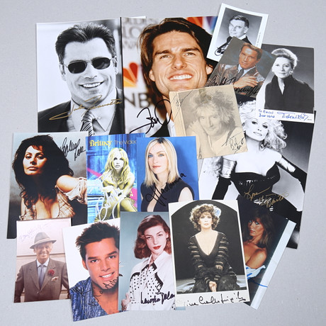 SIGNATURES/AUTOGRAPHS, 15 pieces, including John Travolta, Brittney