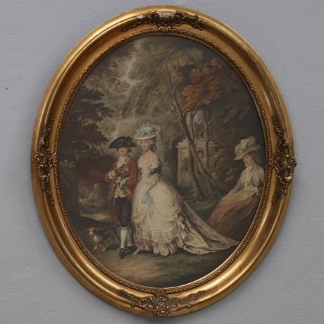 OIDENTIFIERAD KONSTNÄR. mixed technique, 18th-century motif with Rococo ...