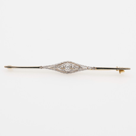 Broche Bijou Rétro Cristaux Roses Et Diamants Couleur Or - État Impeccable - Occasion
