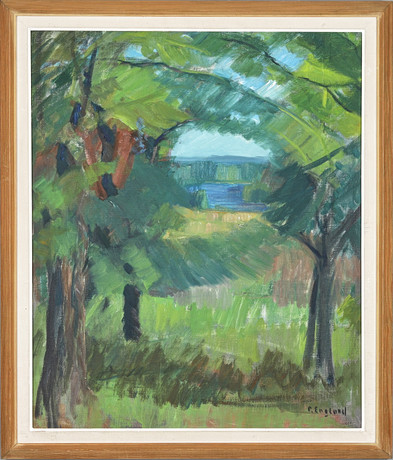 PER ENGLUND (1905-1988), Skogsglänta, signerad P Englund, olja på duk ...
