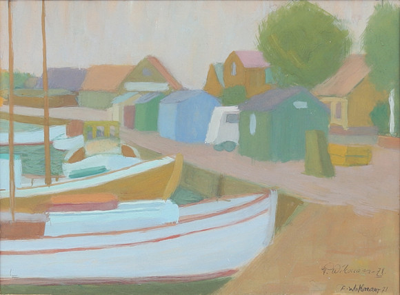 FOLKE WIKMAN (1906-1998). Råå Hamn, gouache, signerad och daterad -71 ...
