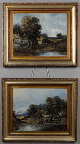 J** HALL (CIRCA 1890-1910). COUNTRY COTTAGE SCENES. Art - Paintings ...