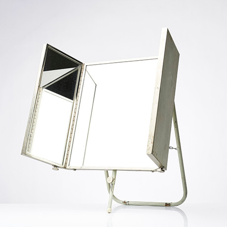 MAKE-UP MIRROR/THEATER MIRROR, functional, 3-part, frame in lacquered ...