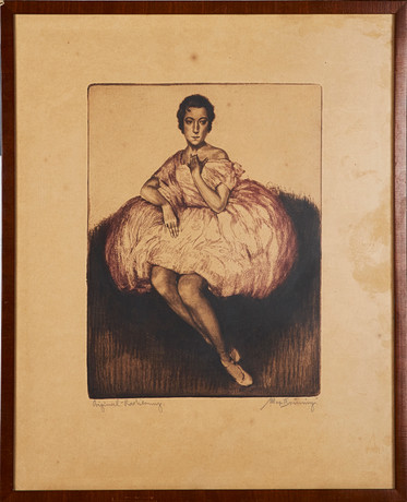 MAX BRÜNING. Ballerina, color etching, signed. Art Engravings