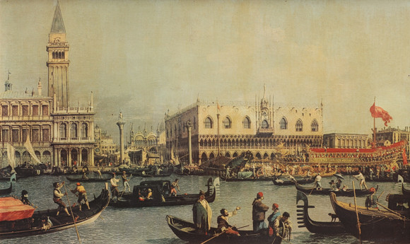 AFTER CANALETTO (1697-1768). THE BUCINTORO RETURNING TO THE MOLO ON ...