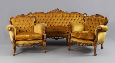 SOFFGRUPP, 3 delar, rokokostil.