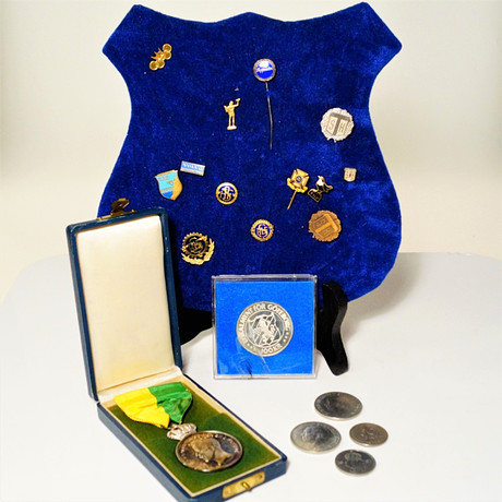 PIN MARKS/COINS/ MEDALS, shield with pin marks, Swedish Patriotic ...