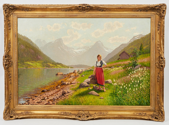 EMMA PASTOR NORMANN. Gemälde, Bauernmädchen mit Wassereimer, 1913 ...