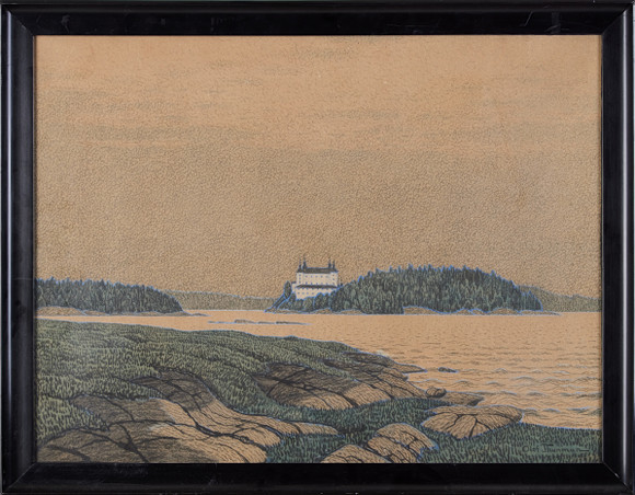 OLOF THUNMAN (1879-1944) Seascape with Läckö Castle, pastel, signed ...