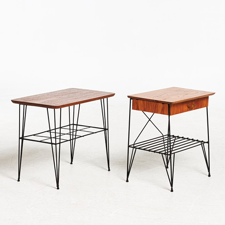 TELEFONBORD, 2 st string, teak, det ena med låda. Möbler - Bord - Auctionet