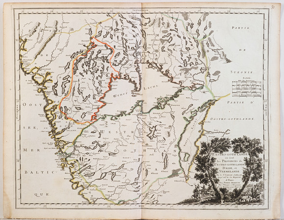 KARTE VON VÄSTERGÖTLAND MIT VÄNER UND VÄTTERN, SANSON um 1665. Bücher