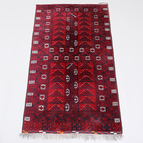 Tapis Afghan Tissé Main 88x151 Cm - 100% Laine - Motif Géométrique Oriental