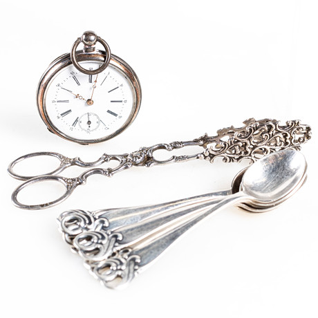 SILVER OBJECTS, including pocket watches. Silver & Metals - Silver ...