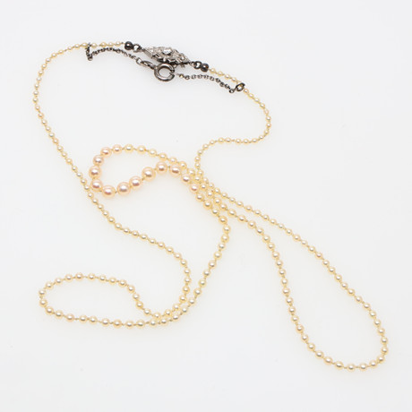 PEARL NECKLACE, LOCK WITH DIAMONDS. Jewellery & Gemstones - Necklace ...