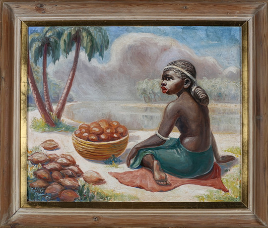 ODENTIFIERAD KONSTNÄR. Oil on Board, Lagos, Nigeria, signed HHG Hanson ...