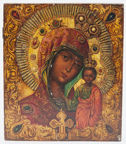 Ikon och skildring av helgon, Maria Eleusa, Ryssland, 1800-tal. Konst ...
