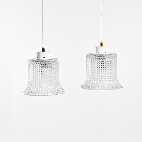 CEILING LAMPS / WINDOW LAMPS, 1 pair, pressed glass and lacquered metal ...