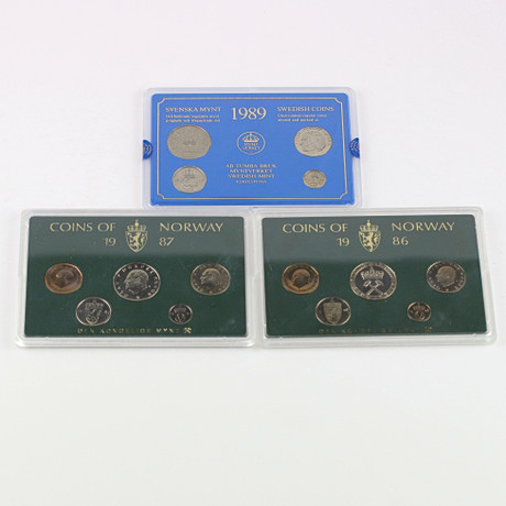 COINS, 14 pcs. Sweden 1989 and Norway 1986-87. Coins, Medals & Stamps