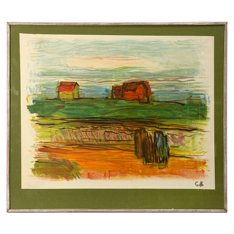 CARL KYLBERG. Färglitografi, stämpel signerad, utförd 1956. Konst