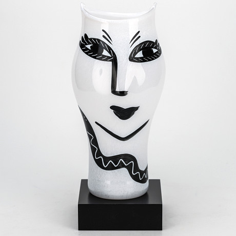 Vaso Kosta Boda Open Minds Bianco/nero - Design Artistico Di Ulrica Hydman-Vallien, Altezza 36 Cm | Vaso Decorativo Moderno - 3