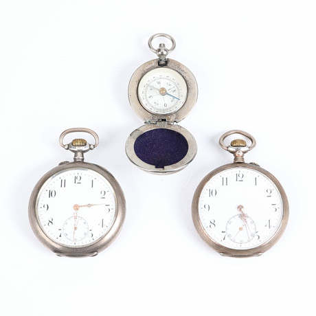 POCKET WATCH & COMPASS, Silver & Metal. Clocks & Watches - Pocket ...