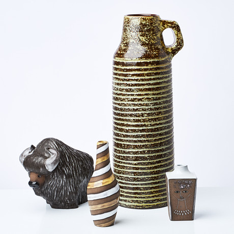 FLOOR VASE, FIGURINE and VASES, 4 dlr., Upsala-Ekeby, Mari Simulson ...