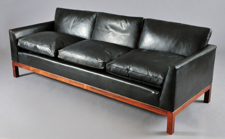 ARNE NORELL. SOFFA, svart skinn. Aneby, Sweden.