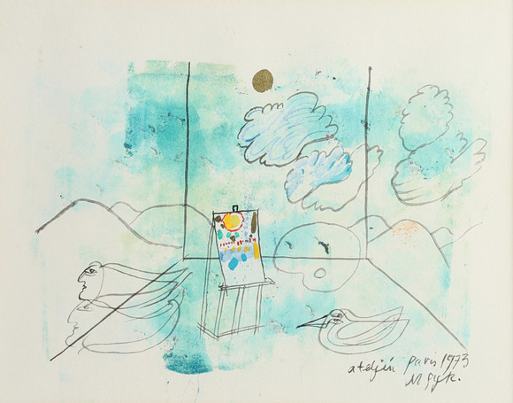 MADELEINE PYK. The studio - Paris, signed and dated M. Pyk 1973 ...