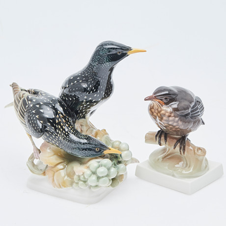 THEODOR KÄRNER. Nymphenburg, zwei Figuren, Vögel, Porzellan, 1919 ...