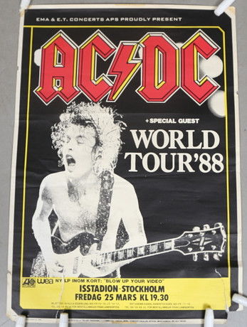 CONCERT POSTER, AC/DC, World Tour 88, Istadion, Stockholm, March 25 ...