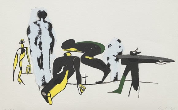 LAGE LINDELL. color lithograph, figure composition, signed, numbered ...