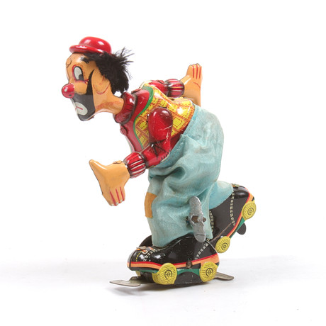 Jouet En Tôle T.P.S. – Clown Et Son Chien Acrobate – Années 1960 – Japon