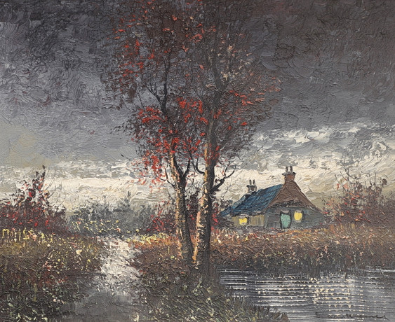 SIMON KRAMER. Autumn evening, oil on canvas, signed. Art - Paintings ...