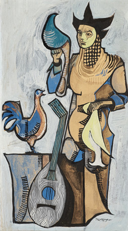 HANS BLOMQUIST. The Joker, surrealist composition, gouache, signed and ...