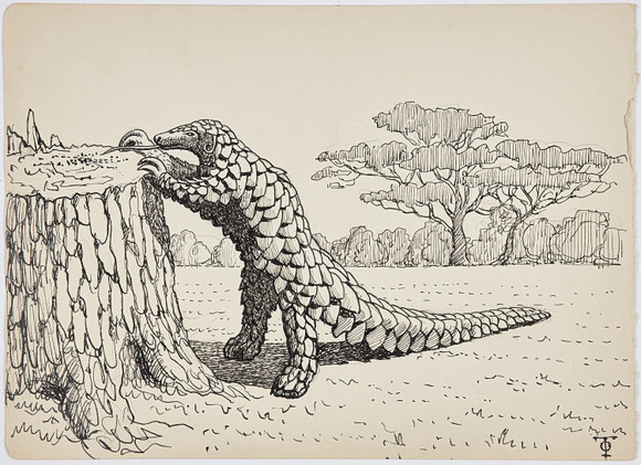 OLOF THUNMAN (1879-1944). DRAWING, representing ant cone, ink/pencil ...
