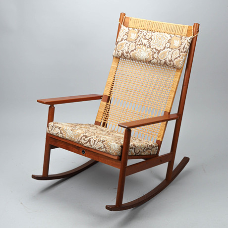 HANS OLSEN. Rocking chair, teak / rattan, model 532A, Denmark