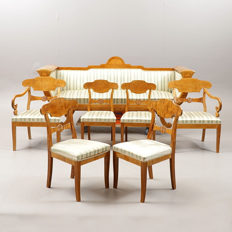 LOUNGE FURNITURE, 8 pieces, Karl Johan style, early 20th century ...
