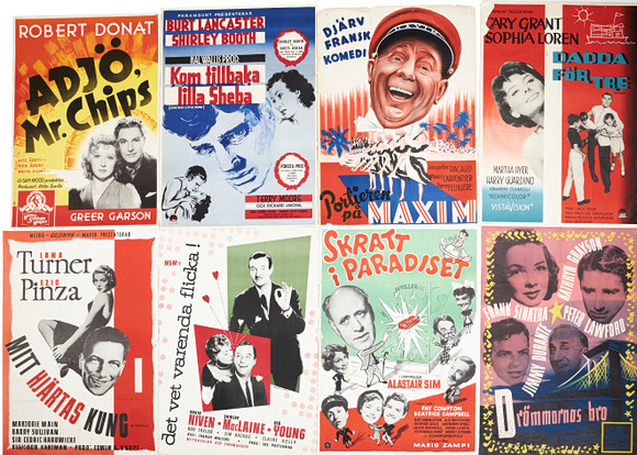 FILM POSTERS, 8 pcs., 1940s/50s, color lithographic prints. Art - Other ...