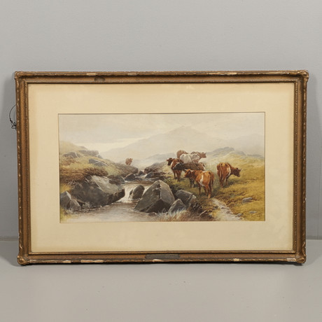 TOM ROWDEN (1842-1926) HIGHLNAD CATTLE IN A MOORLAND LANDSCAPE. Art ...