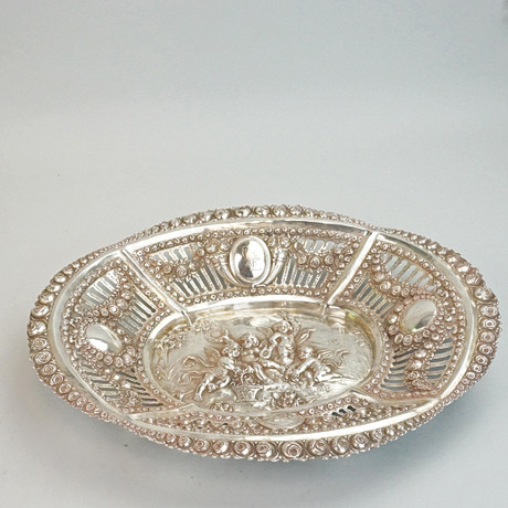 Platter with lattice rim, silver, rococo style, Germany. Silver ...