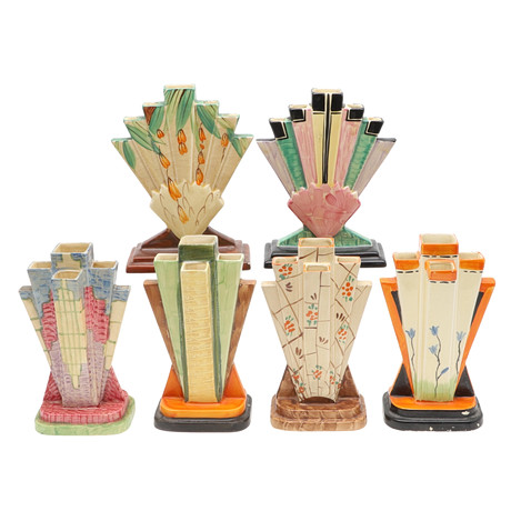 MYOTT ART DECO SPILL VASES - FAN & PYRAMID VASES. Ceramics & Porcelain ...
