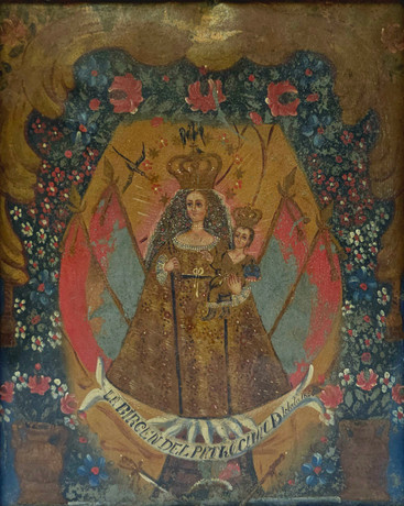 ESCUELA BOLIVIANA SIGLO XIX. His circle. “THE VIRGIN OF THE SPONSORSHIP ...