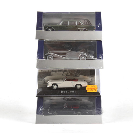 MODEL CARS, 4 pcs, metal, including Mercedes 190 SL, 1955, Atlas ...