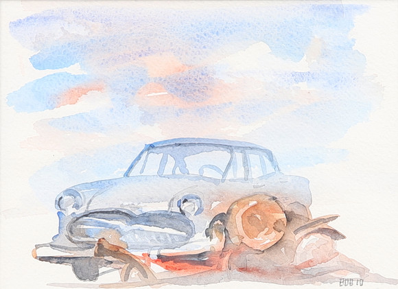 BOB MATSON. akvarell, bil, signerad. Konst - Måleri - Auctionet