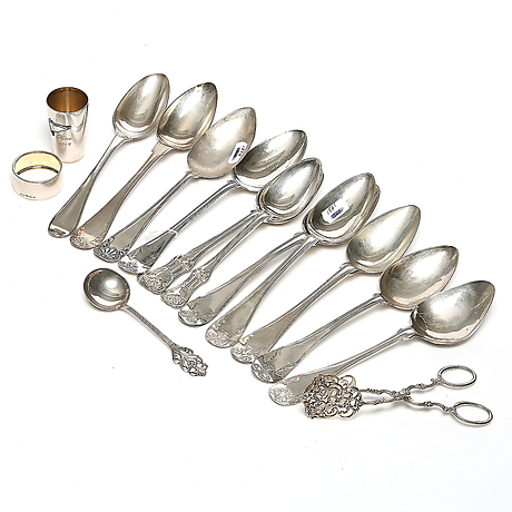 DII Serviettenring Set 4-tlg. Messing - Vintage Silber Löffel Design Für Festliche Tischdeko