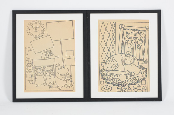 TOVE JANSSON. TWO MOOMIN MOOMIN DESIGNS. Art - Engravings & Prints ...