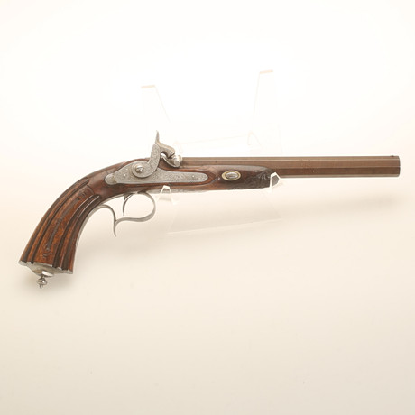 A fluted German flail lock pistol, mid 19th century. Weapons ...