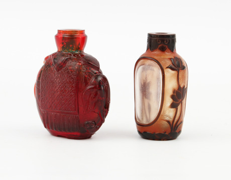 SNUSFLASKOR, 2 st, glas, Kina, 1900-tal.