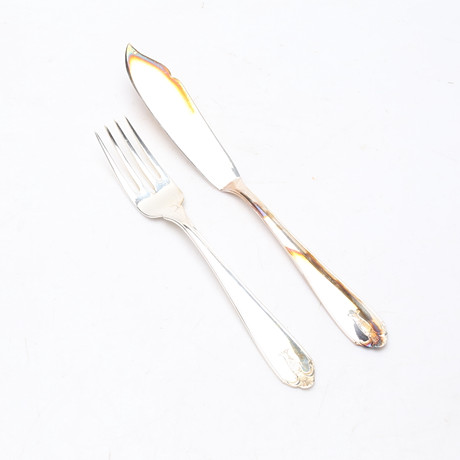 A 24-piece 'Vaasa' nickel silver fish cutlery set, GAB, 20th century ...